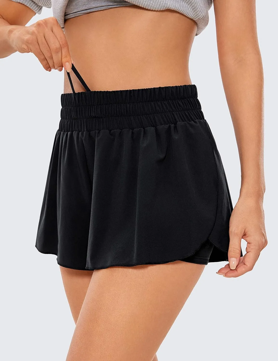 CRZ YOGA 2 in 1 Flowy Running Shorts for Women High Waisted Quick Dry for Athletic Gym Lounge Workout Cute Tennis Skirts