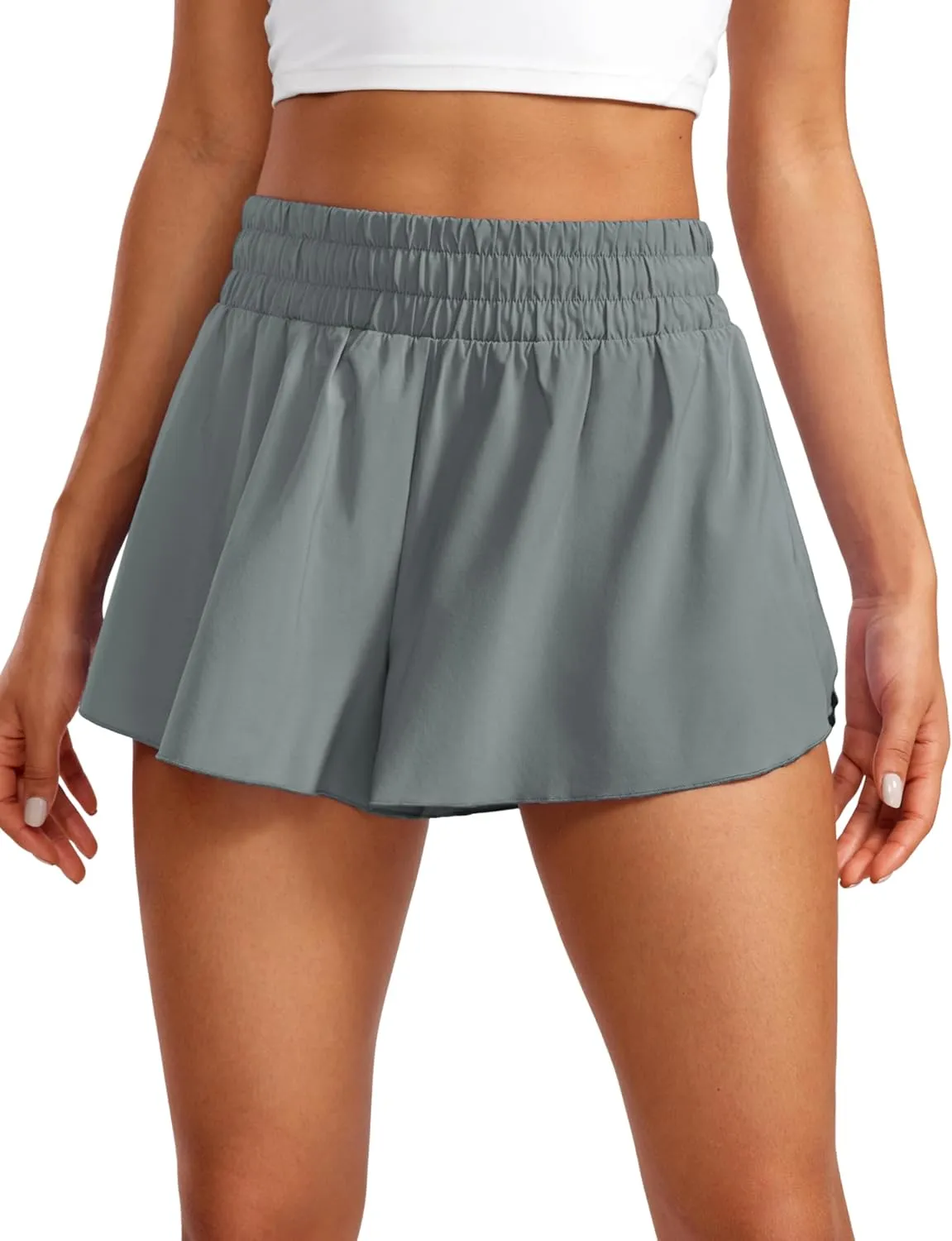 CRZ YOGA 2 in 1 Flowy Running Shorts for Women High Waisted Quick Dry for Athletic Gym Lounge Workout Cute Tennis Skirts