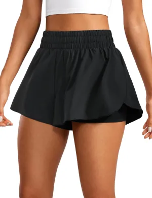 CRZ YOGA 2 in 1 Flowy Running Shorts for Women High Waisted Quick Dry for Athletic Gym Lounge Workout Cute Tennis Skirts