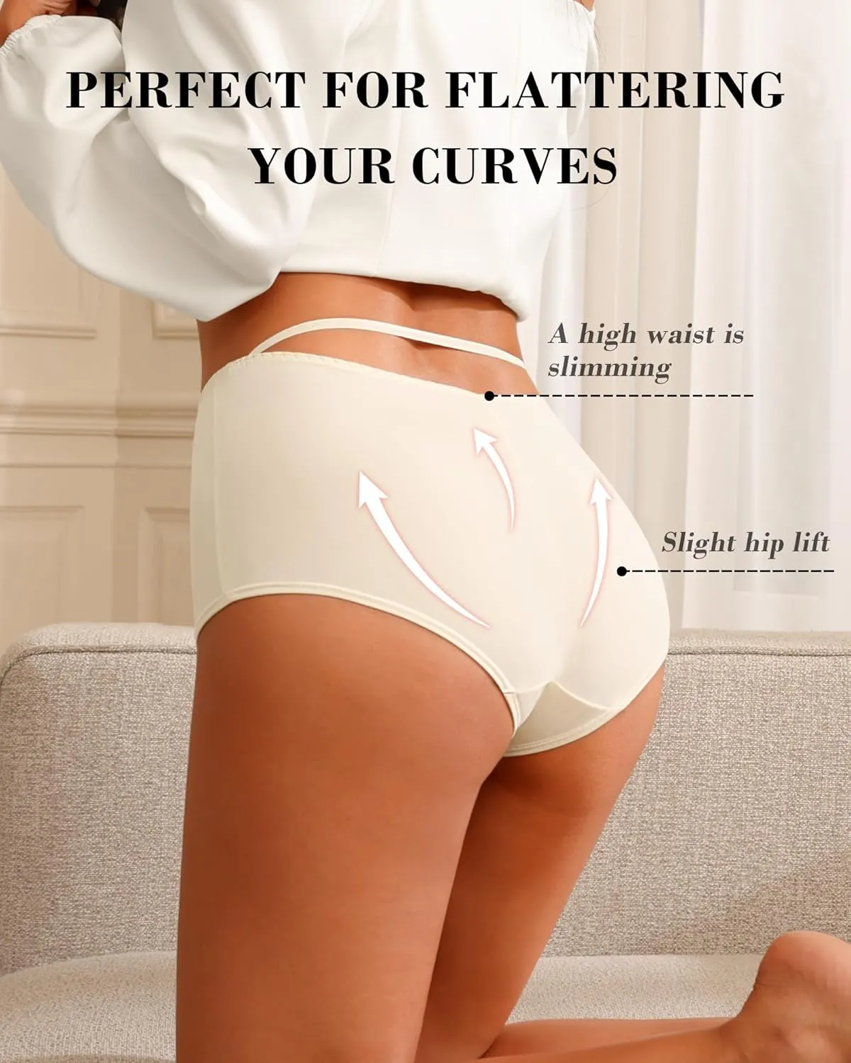 CULAYII High Waisted Underwear for Women Cotton No Muffin Top Full Coverage Briefs Soft Stretch Ladies Panties 5 Pack