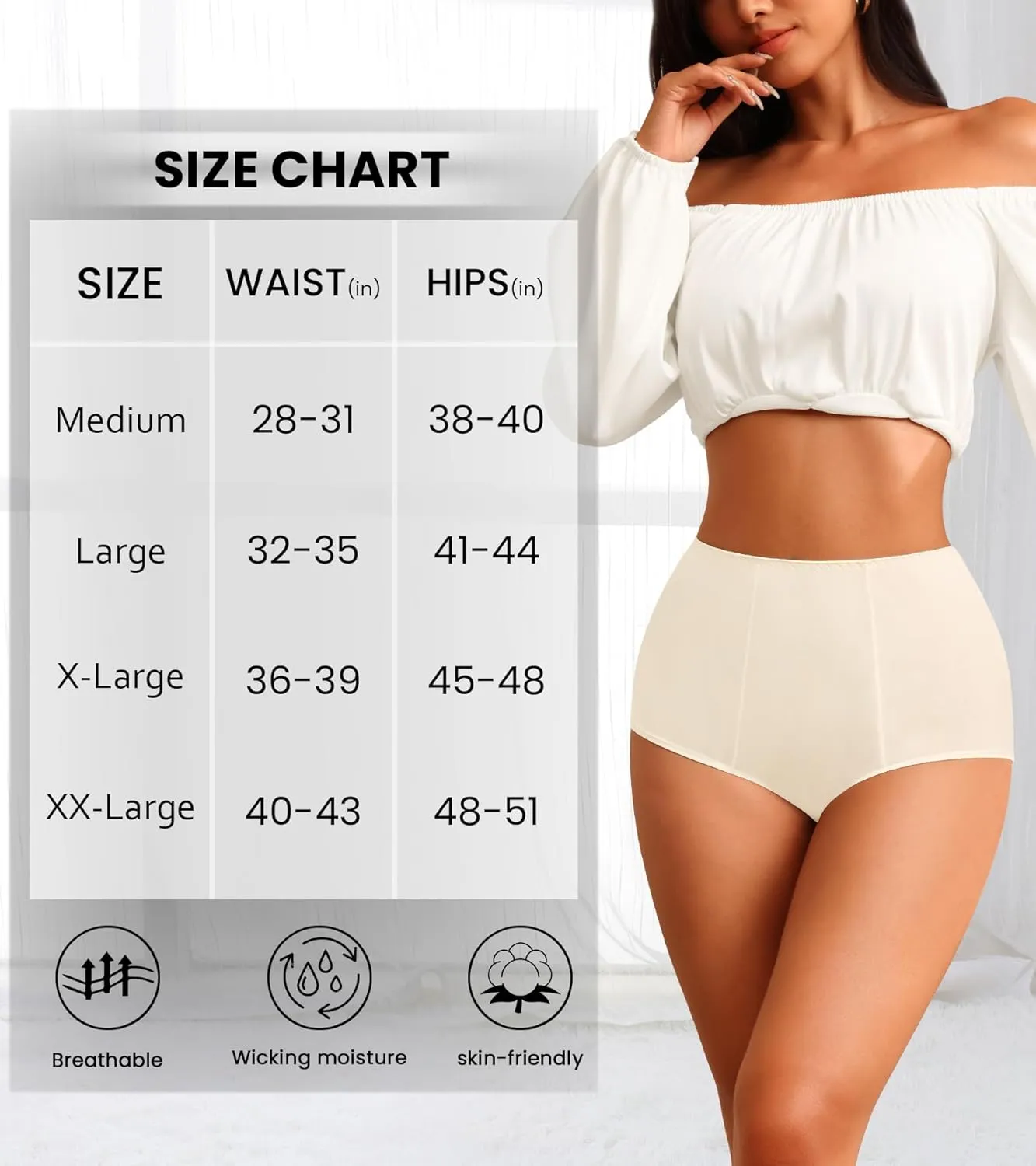 CULAYII High Waisted Underwear for Women Cotton No Muffin Top Full Coverage Briefs Soft Stretch Ladies Panties 5 Pack