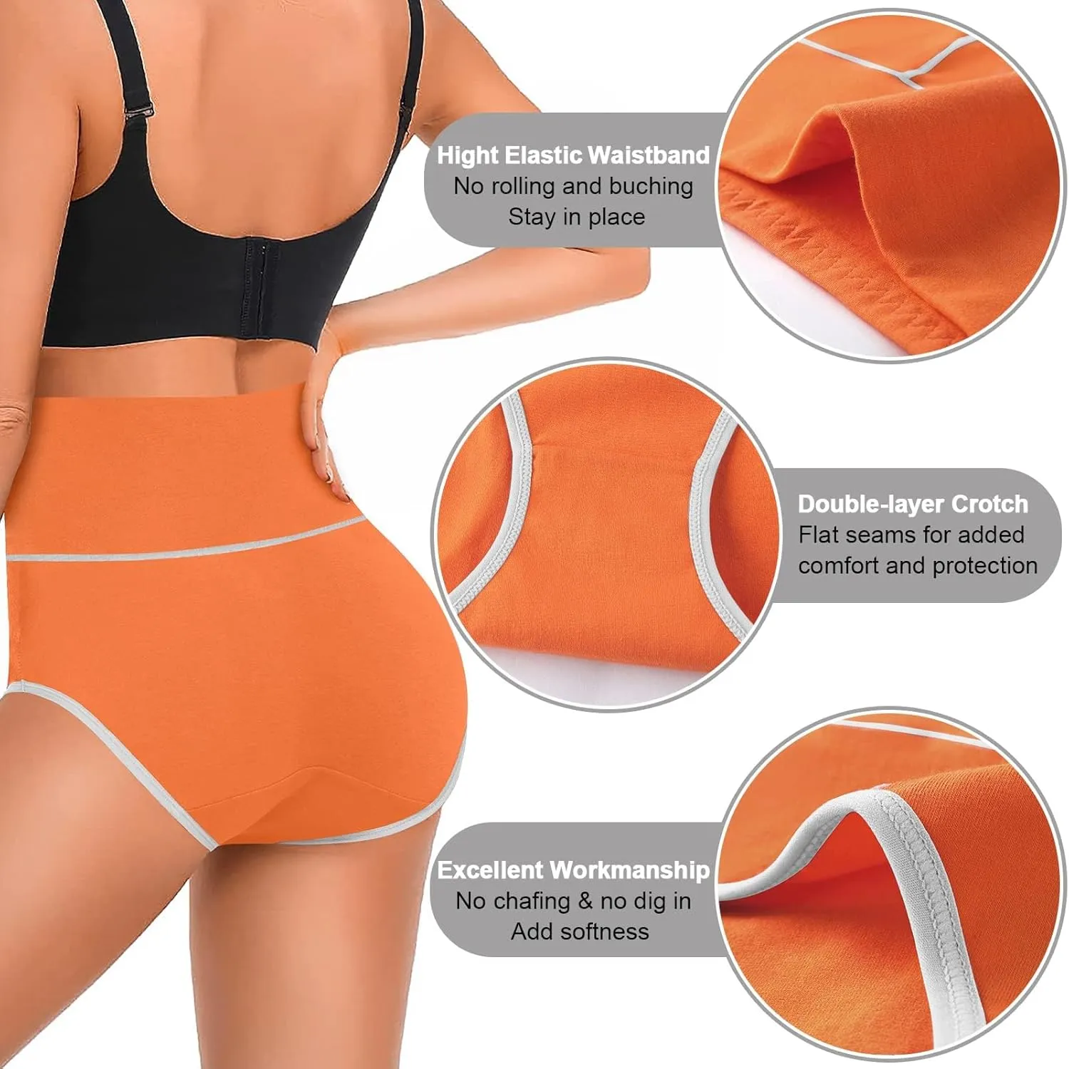 CULAYII High Waisted Underwear for Women Cotton No Muffin Top Full Coverage Briefs Soft Stretch Ladies Panties 5 Pack