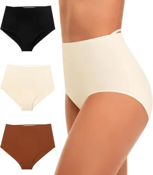 CULAYII High Waisted Underwear for Women Cotton No Muffin Top Full Coverage Briefs Soft Stretch Ladies Panties 5 Pack