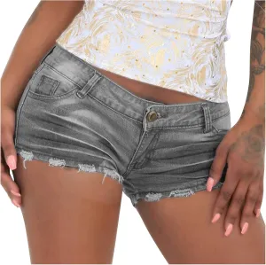 Denim Shorts for Women High Waisted Stretchy Pure Color Cute Boyfriend Jean Shorts with Pockets Frayed Raw Hem Slim Shorts Womens Shorts for Summer