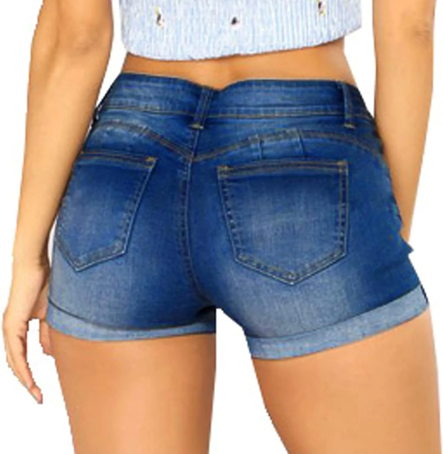 Denim Shorts Women High Waisted Jean Shorts Ripped Hem Shorts Distressed Shorts Stretch Summer Shorts Comfy Shorts