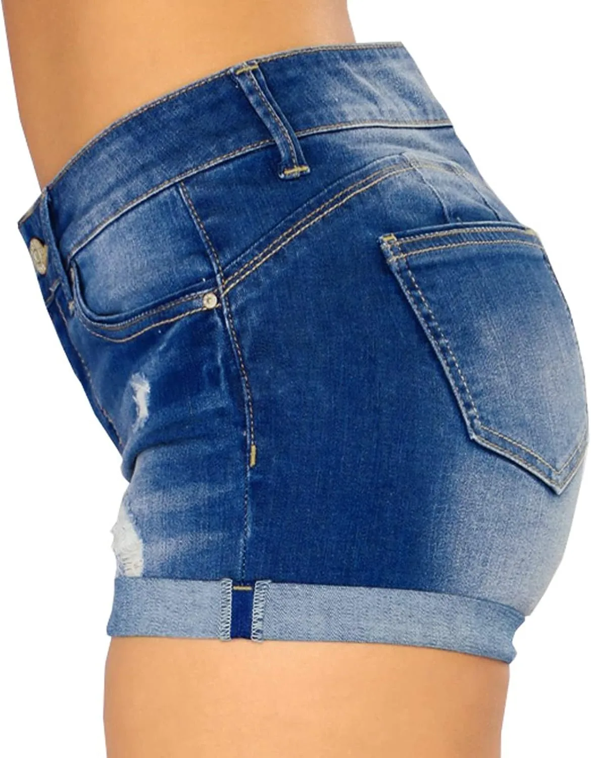 Denim Shorts Women High Waisted Jean Shorts Ripped Hem Shorts Distressed Shorts Stretch Summer Shorts Comfy Shorts