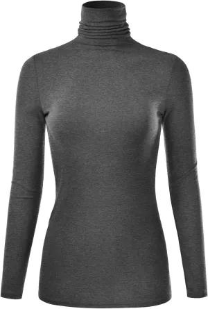 EIMIN Women's Long Sleeve Turtleneck Light Weight Pullover Slim Fit T-Shirts Top (S-3XL)