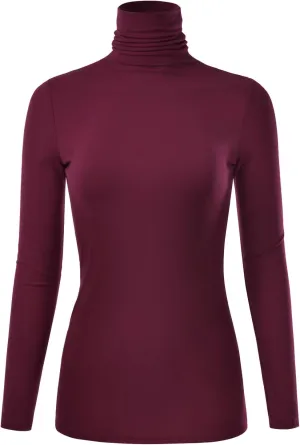 EIMIN Women's Long Sleeve Turtleneck Light Weight Pullover Slim Fit T-Shirts Top (S-3XL)