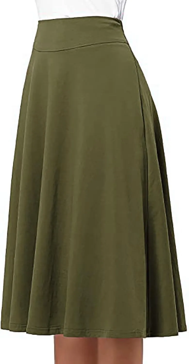 Elastic High Waist Floral Print Boho Maxi Skirt Women Tiered Pleated Flowy Long Summer Beach Skirt