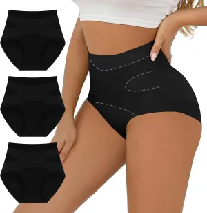 FallSweet No Show Tummy Control Underwear for Women High Waisted Panties Comfy Briefs Pack