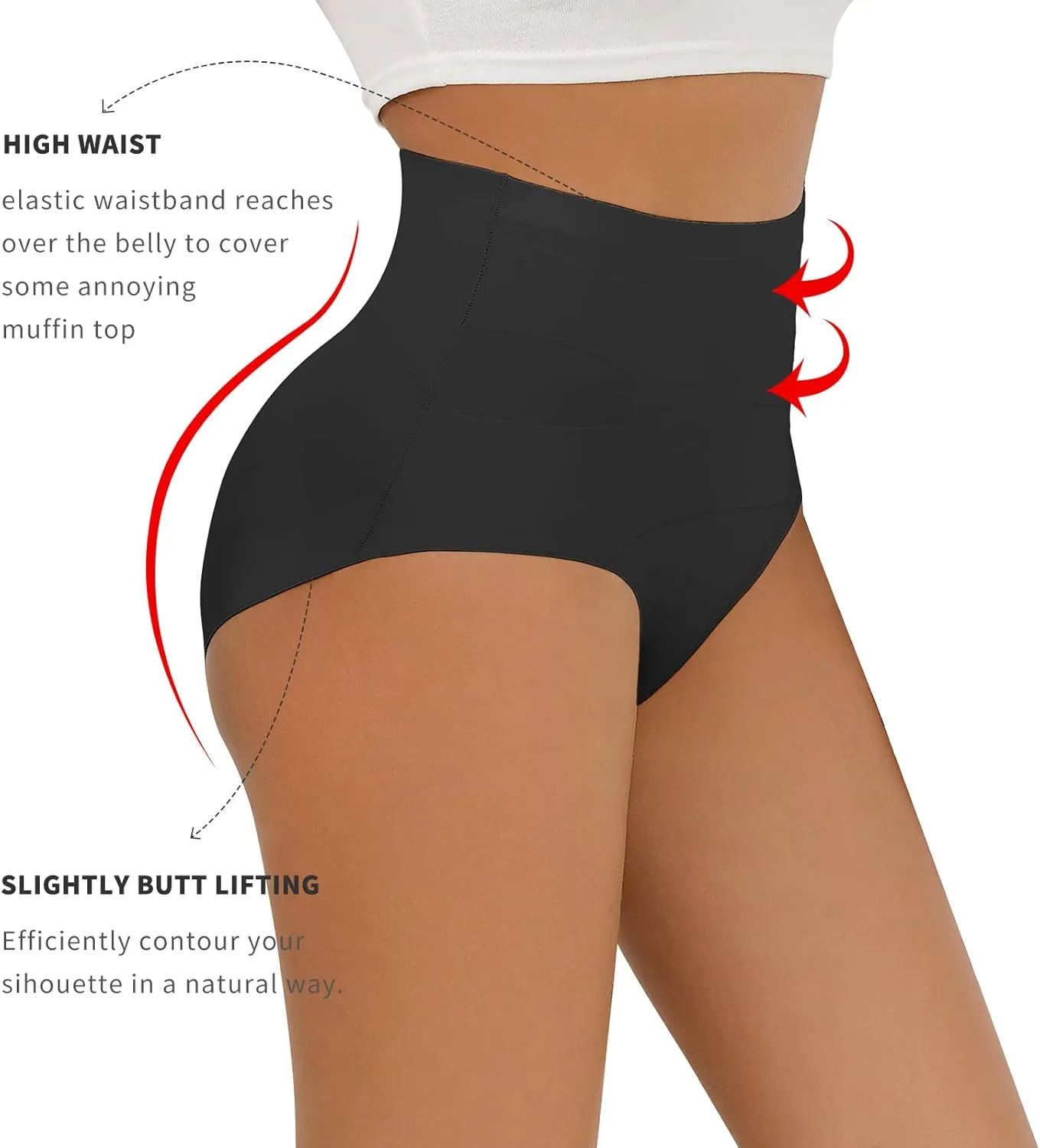 FallSweet No Show Tummy Control Underwear for Women High Waisted Panties Comfy Briefs Pack