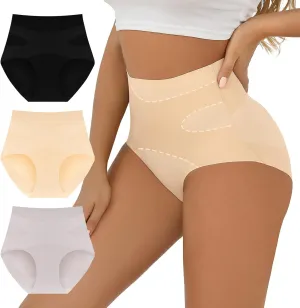 FallSweet No Show Tummy Control Underwear for Women High Waisted Panties Comfy Briefs Pack