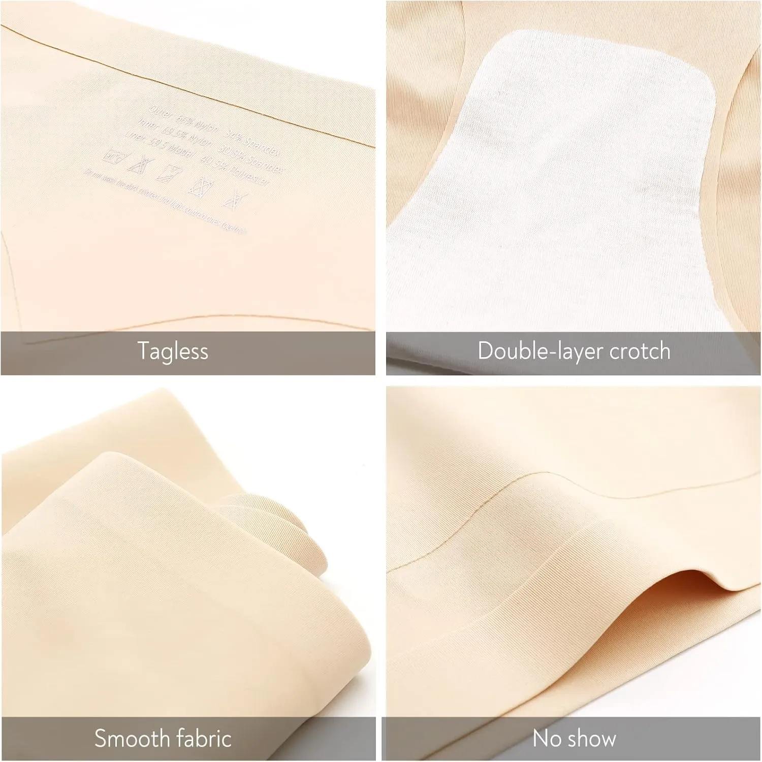 FallSweet No Show Tummy Control Underwear for Women High Waisted Panties Comfy Briefs Pack