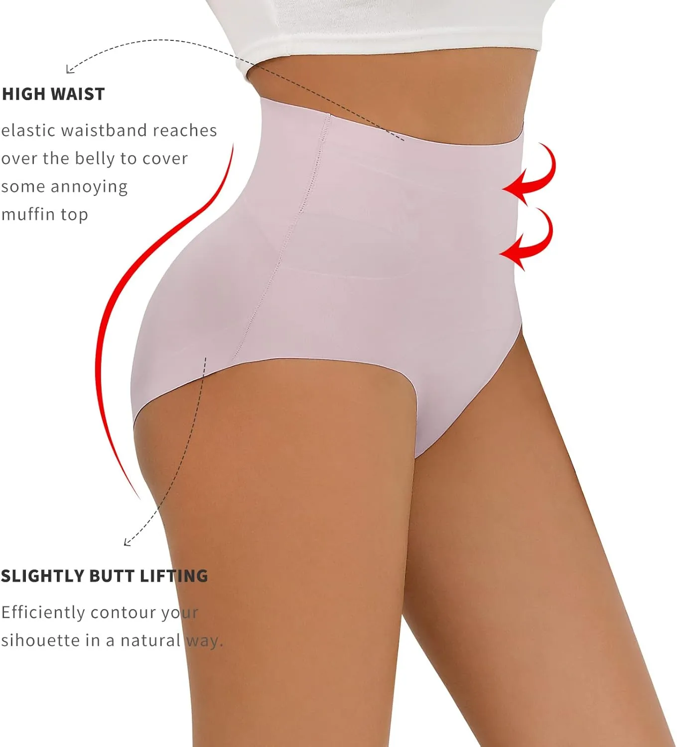 FallSweet No Show Tummy Control Underwear for Women High Waisted Panties Comfy Briefs Pack