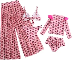 Family Matching Swimsuits Mommy and Me Swimwear Ruffled Printed Bathing Suits and Swim Trunks Sets Girl Beachwear