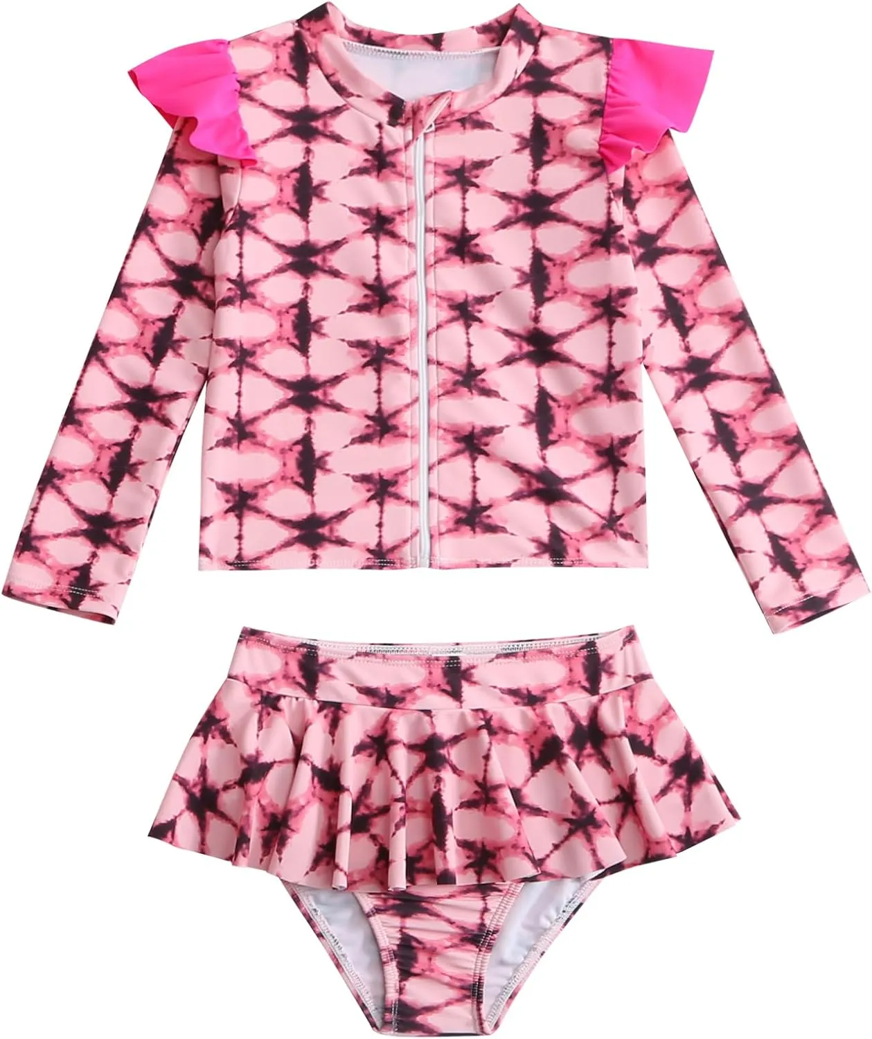 Family Matching Swimsuits Mommy and Me Swimwear Ruffled Printed Bathing Suits and Swim Trunks Sets Girl Beachwear