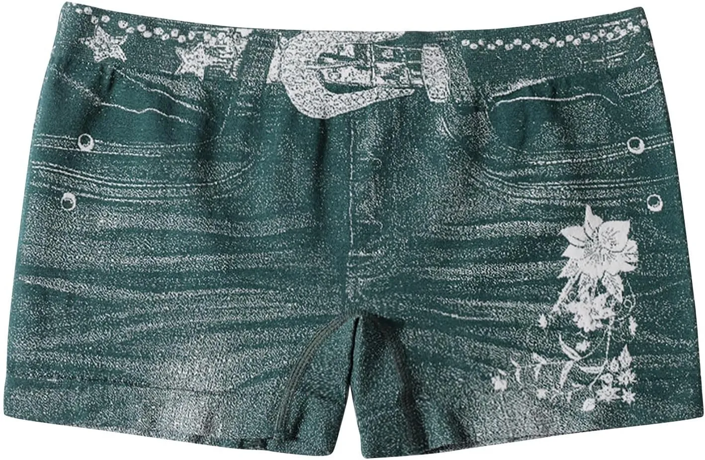 Faux Jeans Shorts for Women Summer Mid Rise Stretchy Denim Shorts Butt Lifting Slimming Ripped Shorts for Curvy Women