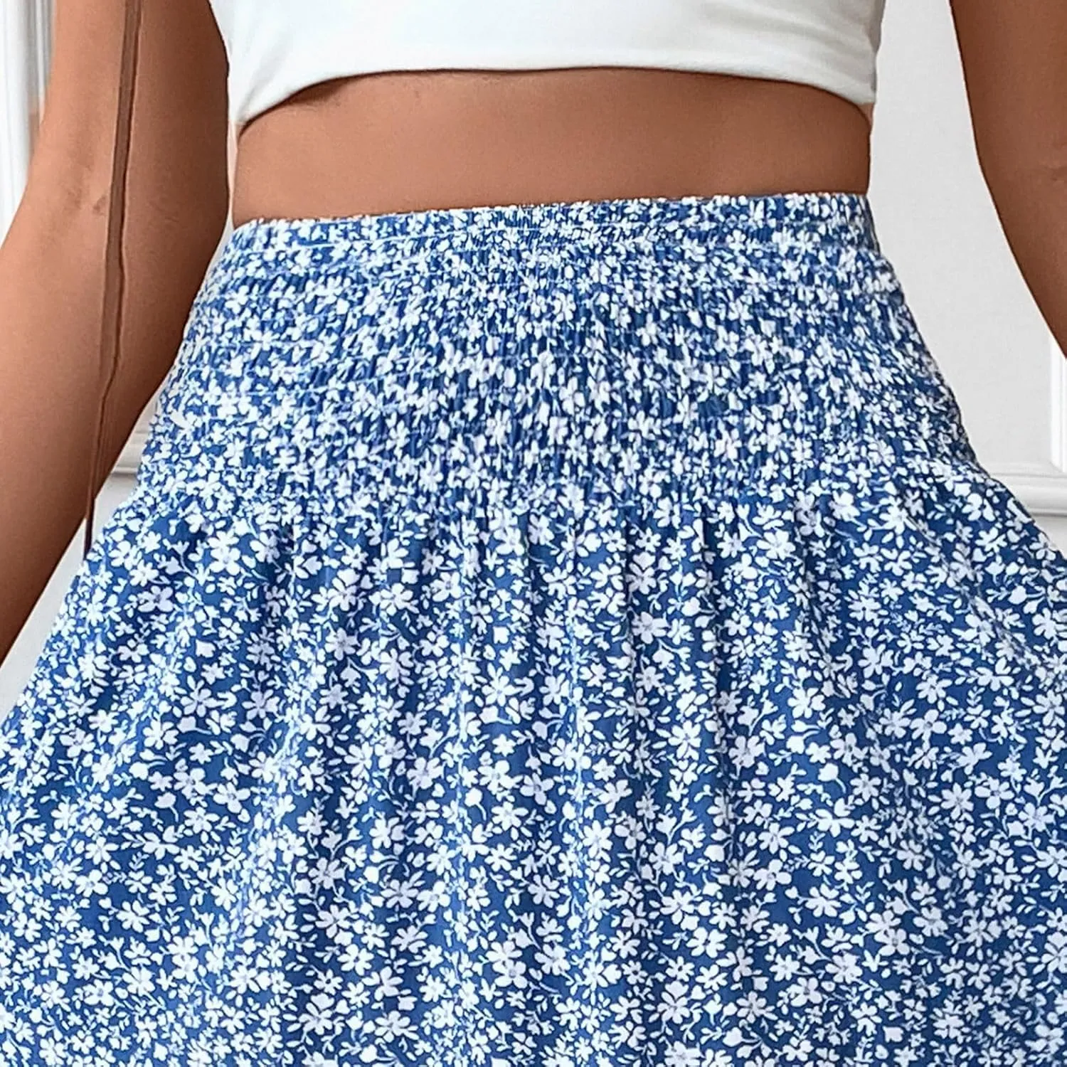 Floral Maxi Skirts for Women 2025 Flowy Casual High Waisted Summer Boho Skirts Lightweight Ruffle Pleated Long Skirt