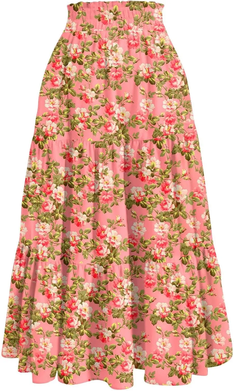 Floral Skirts for Women 2025 Summer High Waist Tiered Pleated Flowy Tiered A-Line Boho Long Maxi Skirts