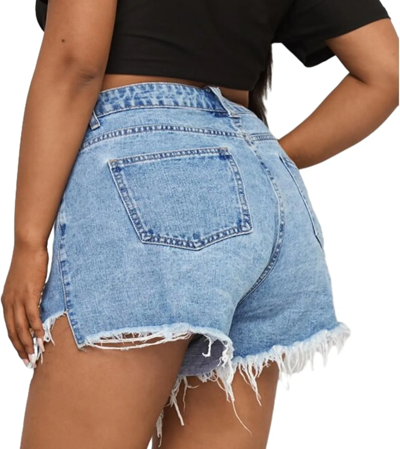 GAGELE Plus Size Denim Shorts Women High Waisted Stretch Summer Jean Shorts