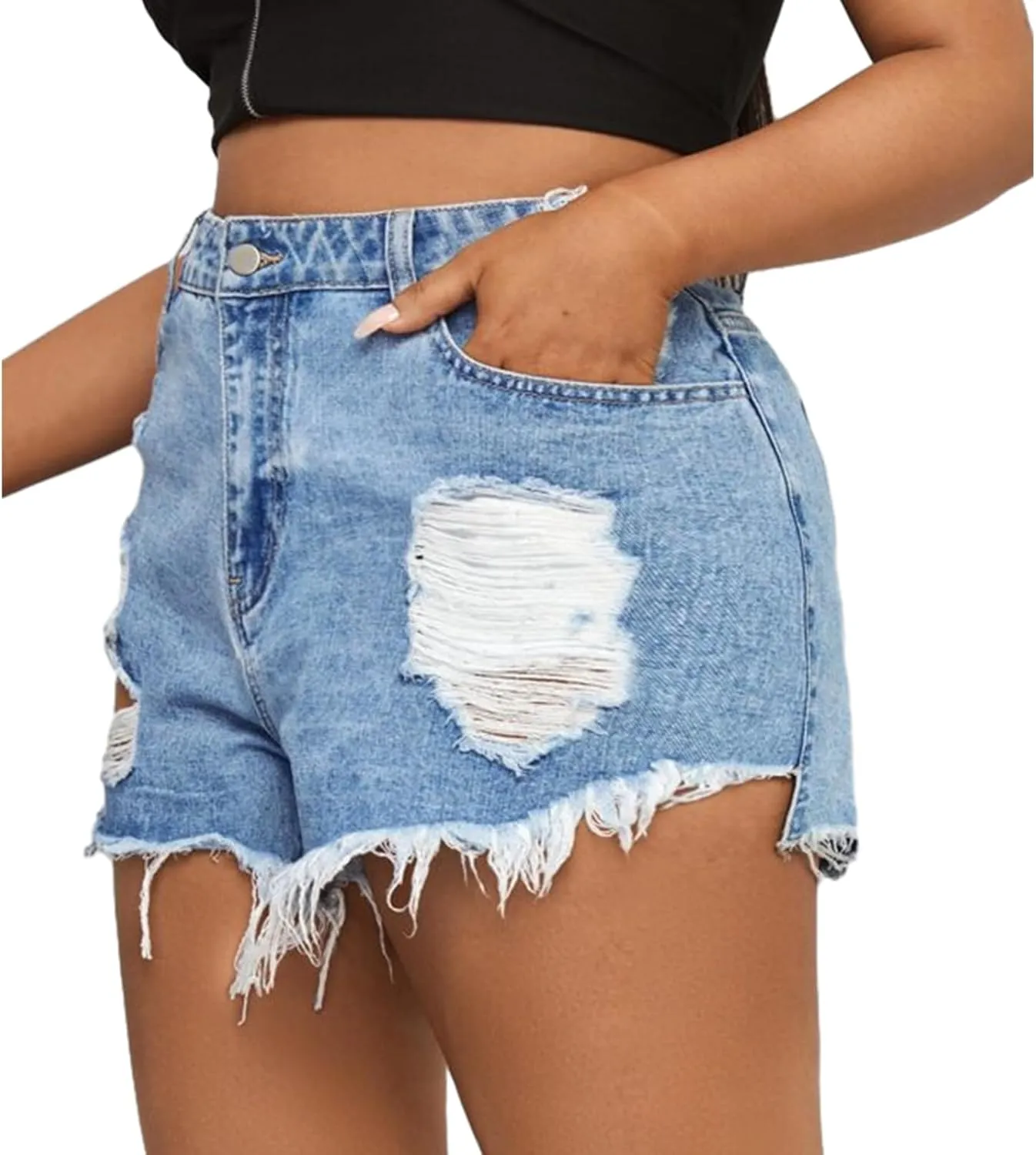 GAGELE Plus Size Denim Shorts Women High Waisted Stretch Summer Jean Shorts