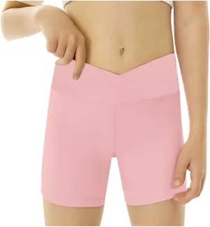 Girls Boys B𝗶ke Shorts Volleyball Spandex Shorts Kids Pull on Dance Yoga Workout Athletic Running Compression Short
