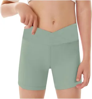 Girls Boys B𝗶ke Shorts Volleyball Spandex Shorts Kids Pull on Dance Yoga Workout Athletic Running Compression Short