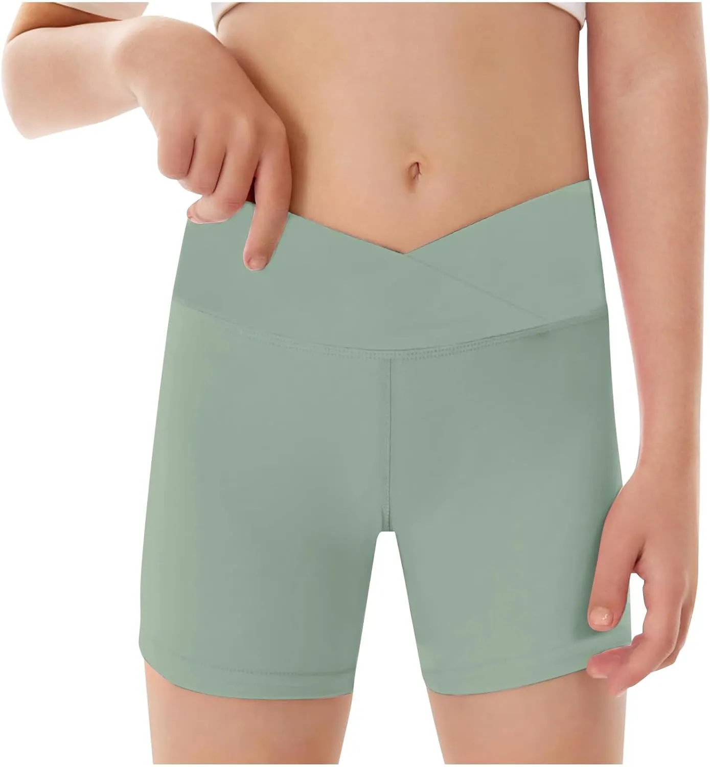 Girls Boys B𝗶ke Shorts Volleyball Spandex Shorts Kids Pull on Dance Yoga Workout Athletic Running Compression Short