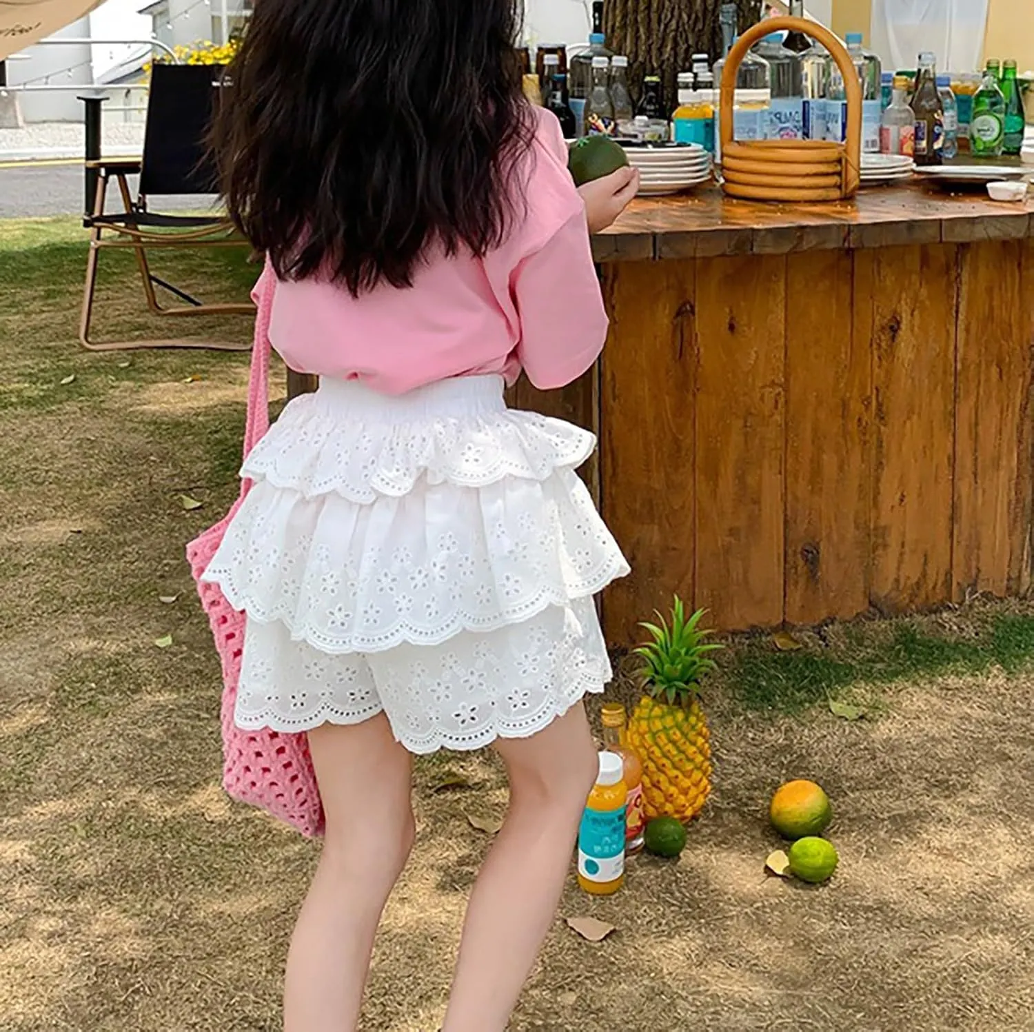 Girls Flowy Shorts Toddler Girls Summer Ruffle Scooter Skirts High Waist Elastic Wide-Leg Floral Skorts Skirt for Kids