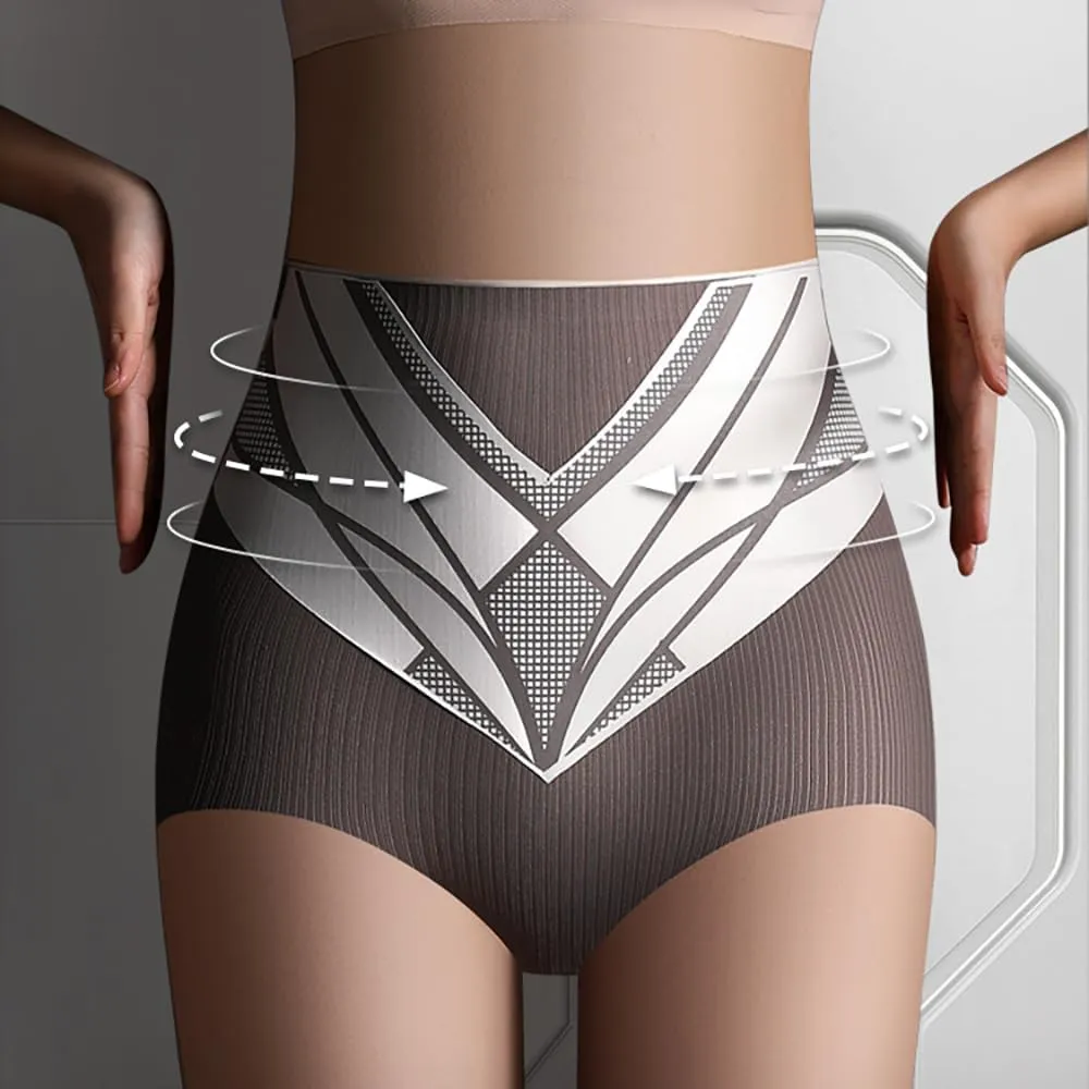 High Waist Seamless Liquid Ice Silk Shaping Pants, Women's Tummy Control Butt Lifting Underpants Briefs