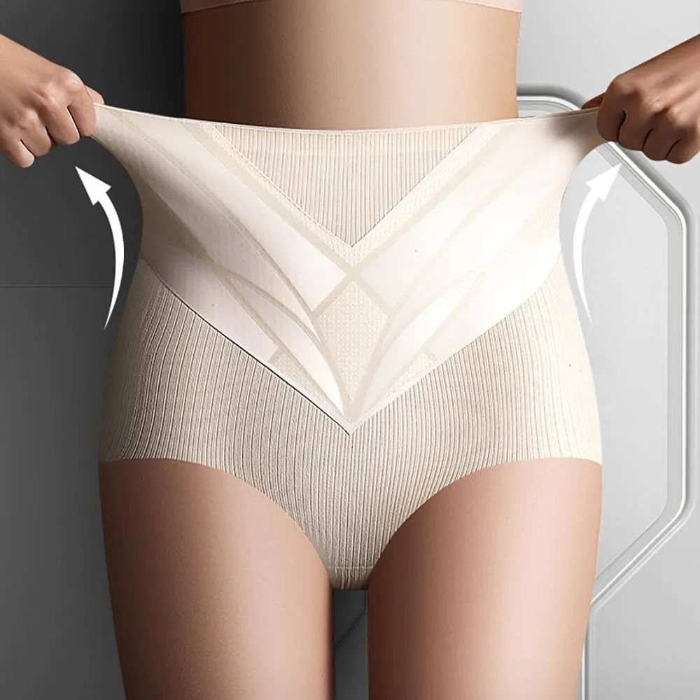 High Waist Seamless Liquid Ice Silk Shaping Pants, Women's Tummy Control Butt Lifting Underpants Briefs