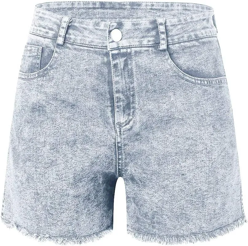 High Waisted Jeans Shorts for Women Skinny Stretchy Denim Shorts Casual Summer Frayed Raw Hem Ripped Short Jeans