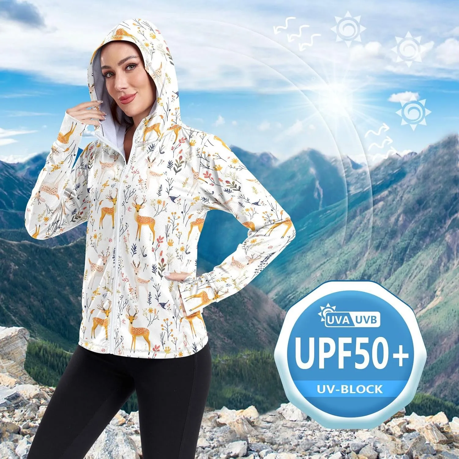 Hoodies Woman with Thumb Holes Plain t Shirts UPF 50  Protection Plain Sweatshirt Hiking Outdoor