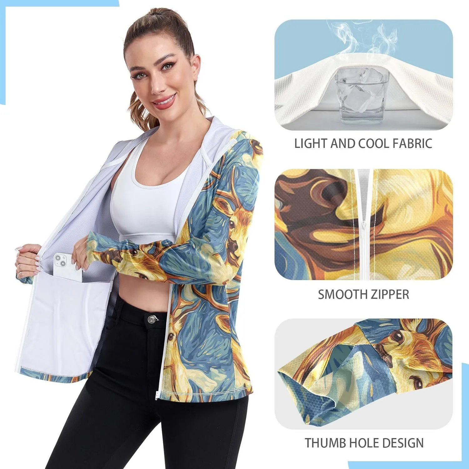 Hoodies Woman with Thumb Holes Plain t Shirts UPF 50  Protection Plain Sweatshirt Hiking Outdoor