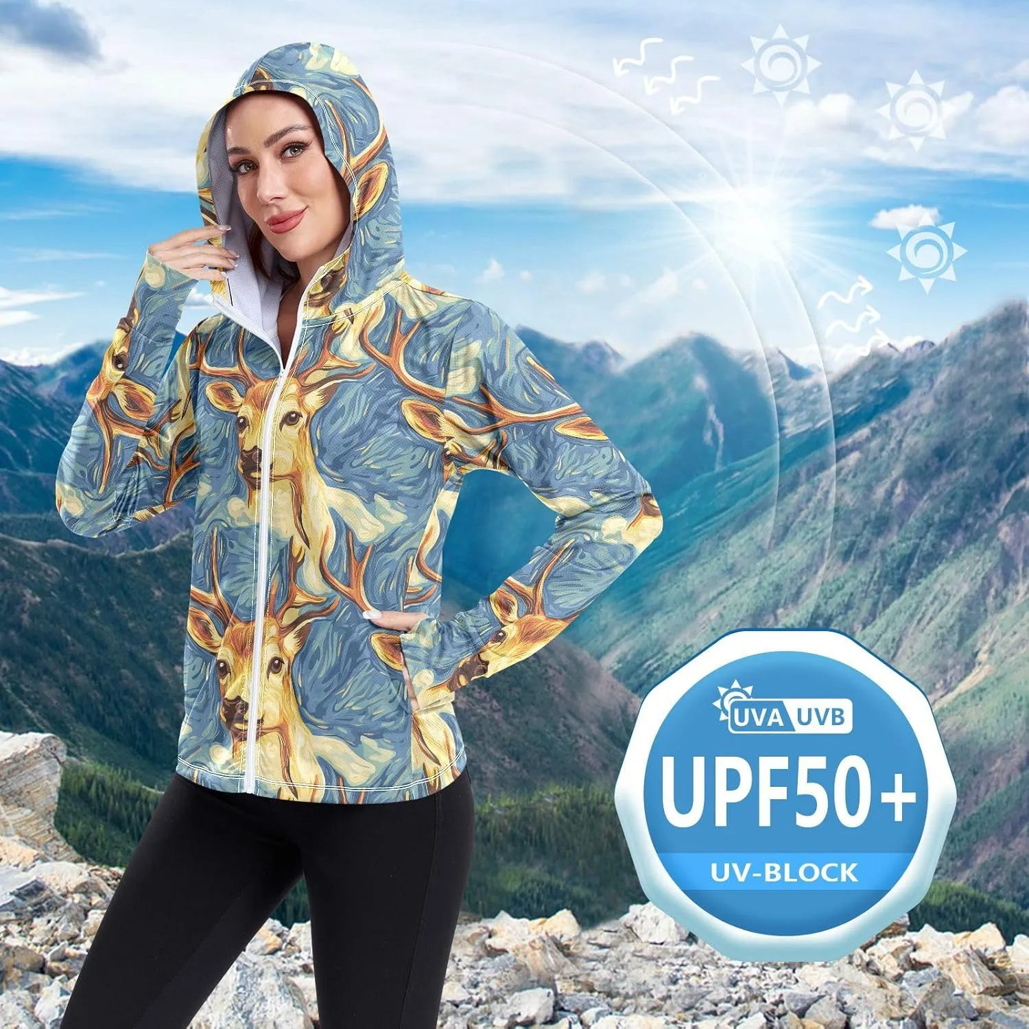 Hoodies Woman with Thumb Holes Plain t Shirts UPF 50  Protection Plain Sweatshirt Hiking Outdoor