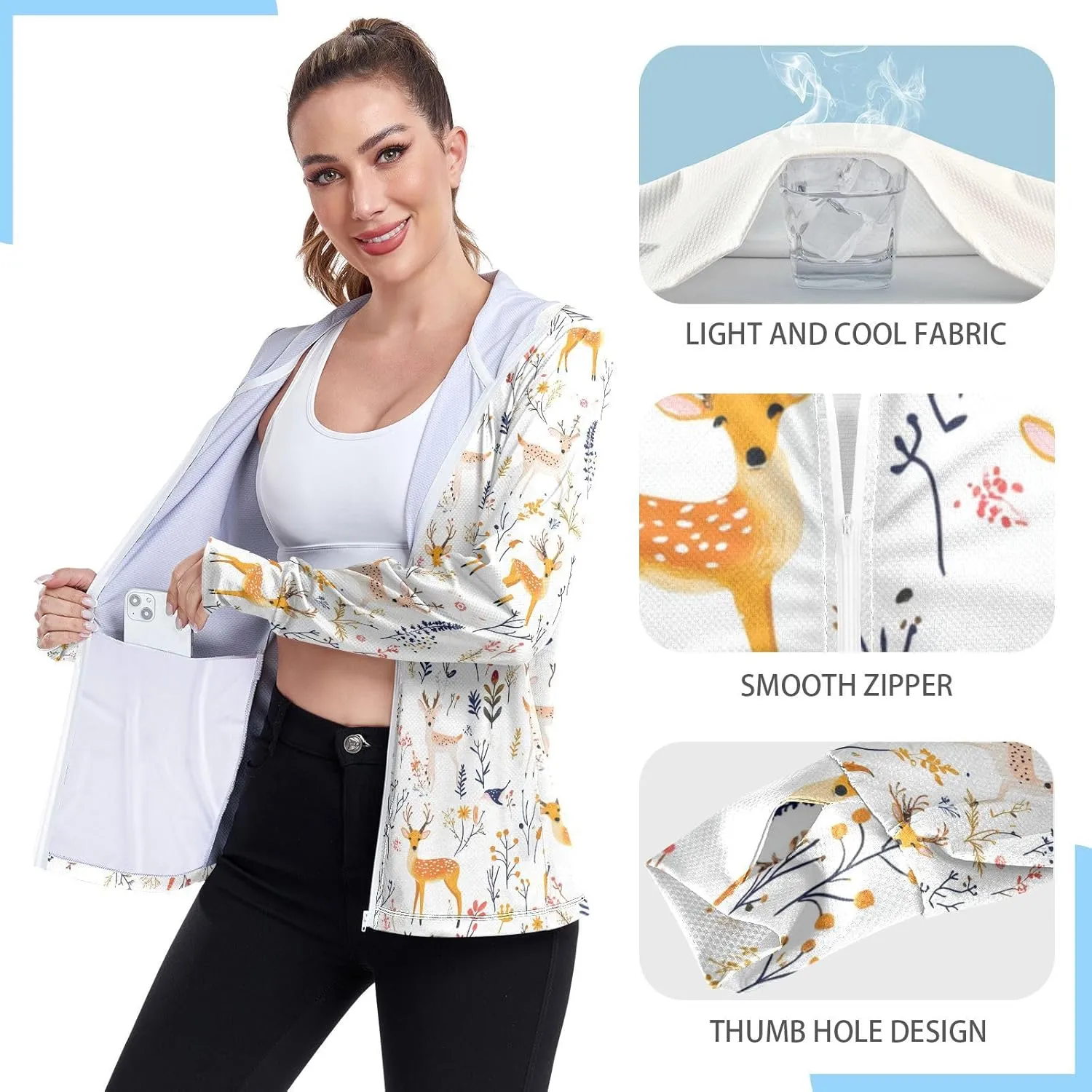 Hoodies Woman with Thumb Holes Plain t Shirts UPF 50  Protection Plain Sweatshirt Hiking Outdoor