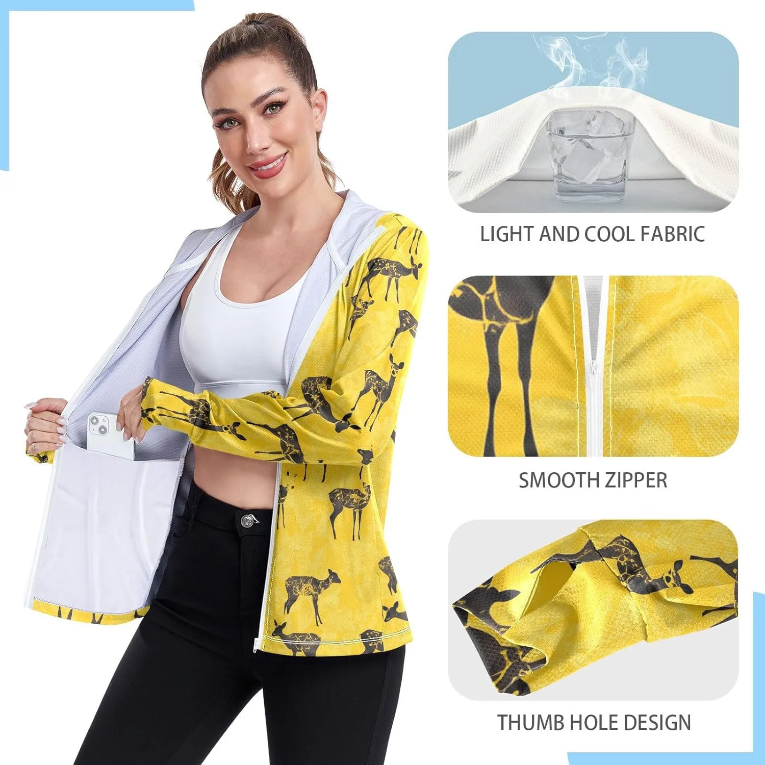 Hoodies Woman with Thumb Holes Plain t Shirts UPF 50  Protection Plain Sweatshirt Hiking Outdoor