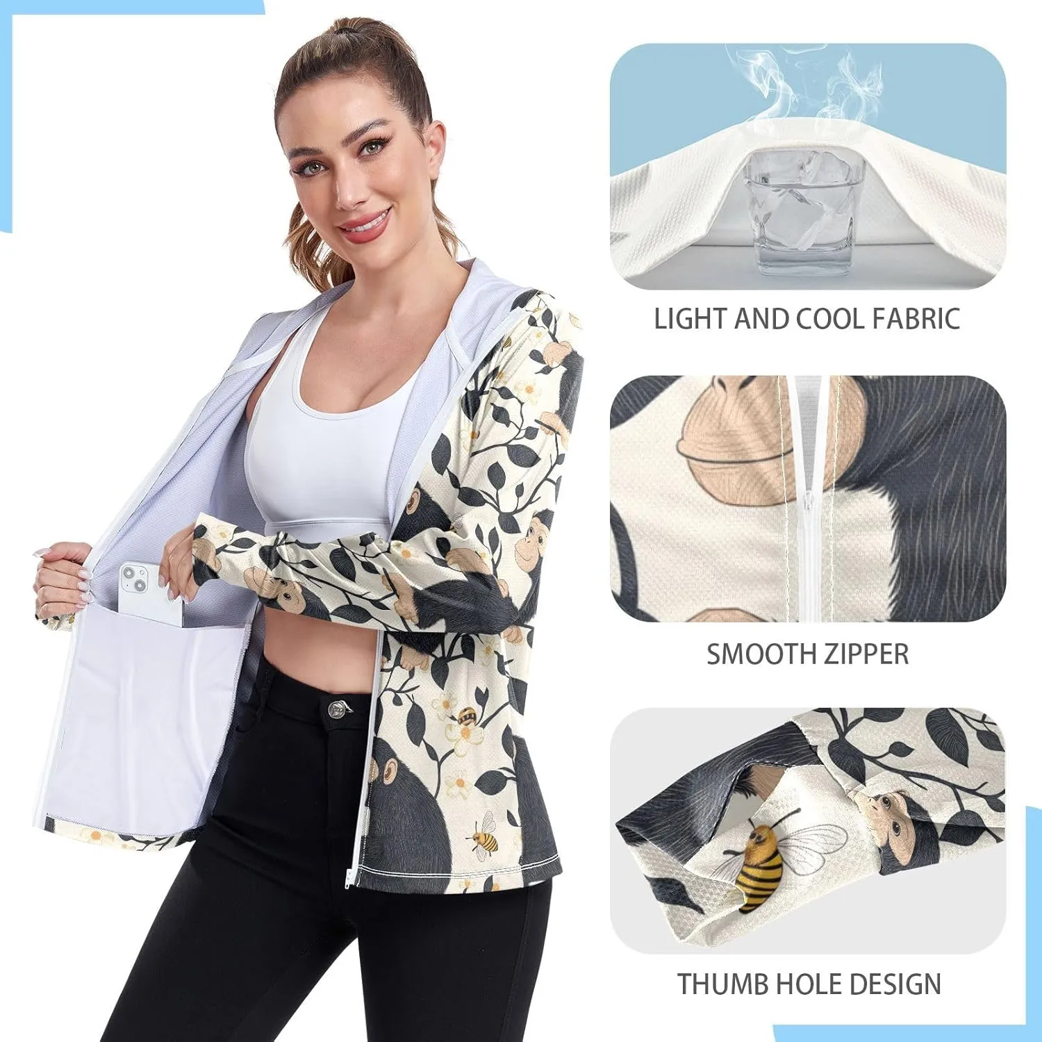 Hoodies Woman with Thumb Holes Plain t Shirts UPF 50  Protection Plain Sweatshirt Hiking Outdoor