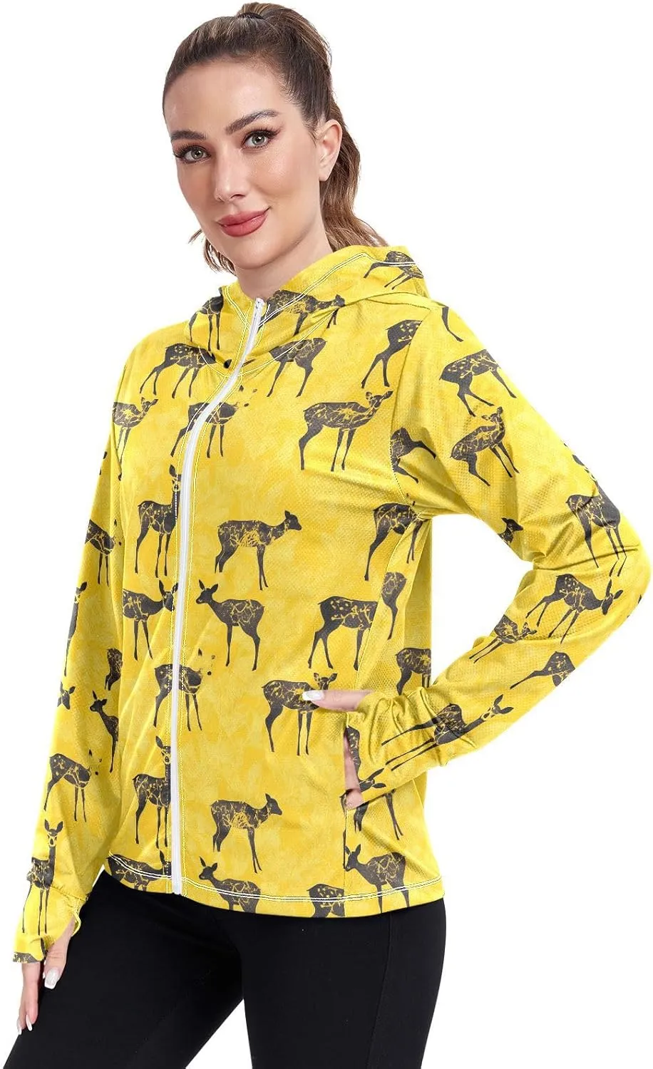 Hoodies Woman with Thumb Holes Plain t Shirts UPF 50  Protection Plain Sweatshirt Hiking Outdoor