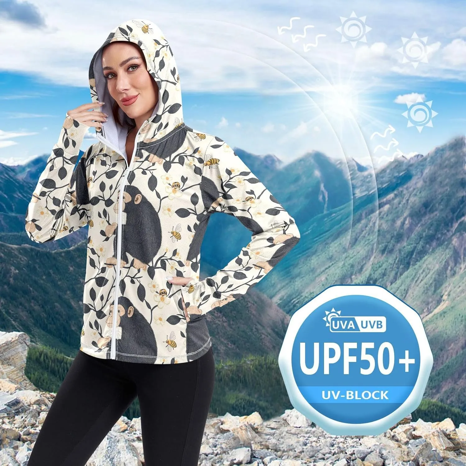 Hoodies Woman with Thumb Holes Plain t Shirts UPF 50  Protection Plain Sweatshirt Hiking Outdoor