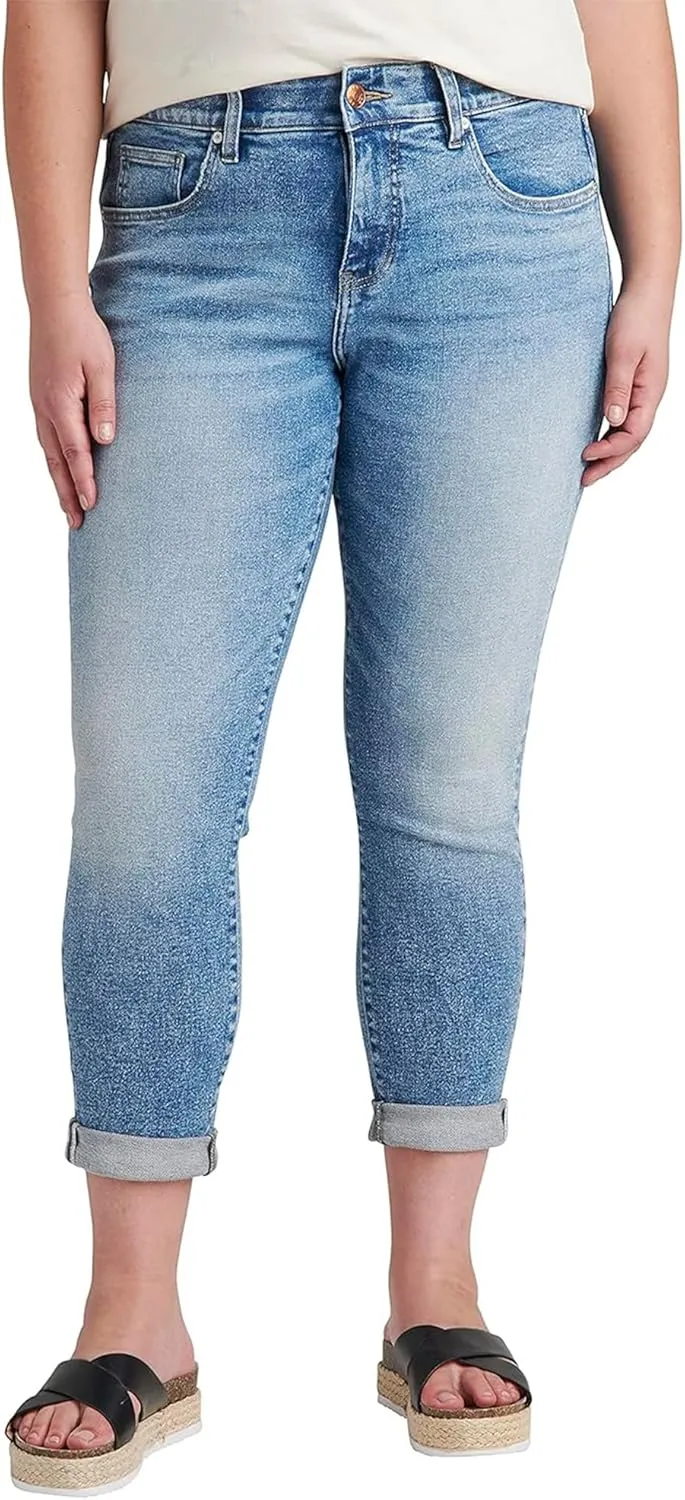 JAG Women's Plus Size Carter Mid Rise Girlfriend Jeans