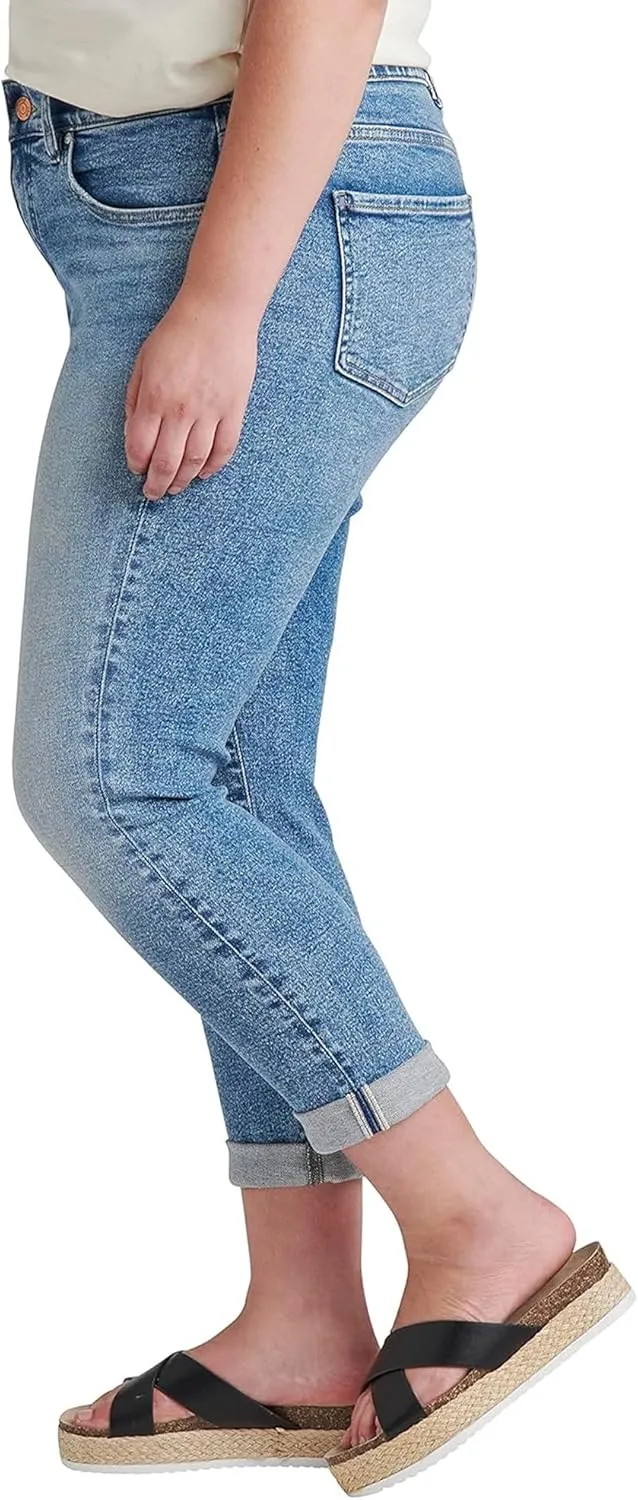 JAG Women's Plus Size Carter Mid Rise Girlfriend Jeans