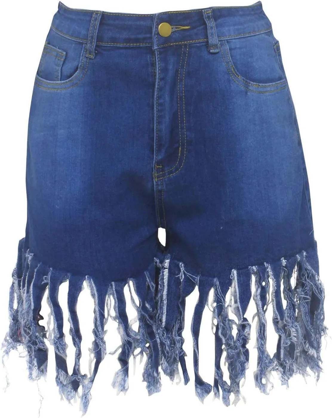 Jean Shorts for Women Juniors, Womens Casual Summer High Waisted Stretchy Frayed Raw Hem Tassels Denim Shorts