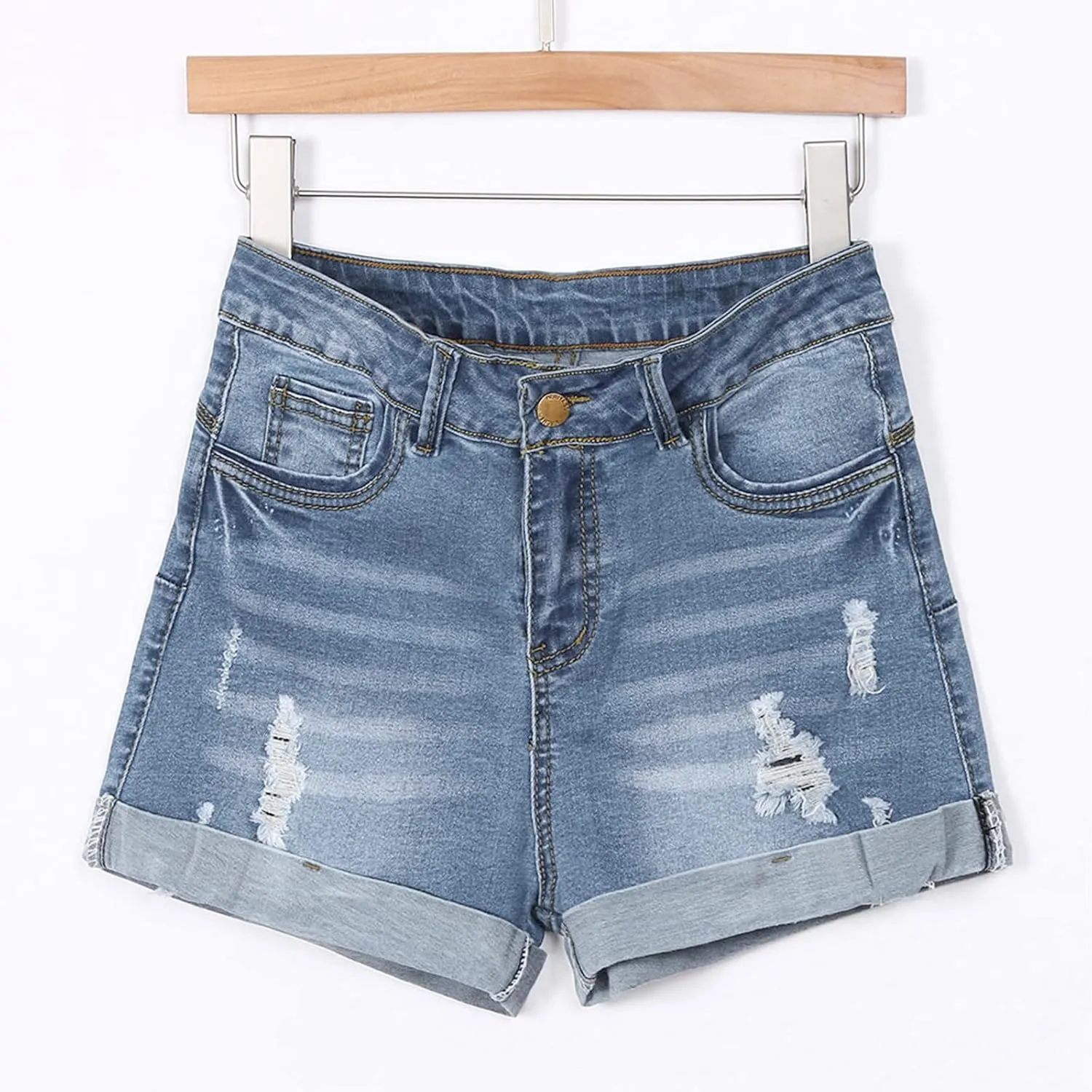 Jean Shorts Womens High Waisted Denim Shorts Summer Ripped Shorts Casual Hot Short Pants with Pockets