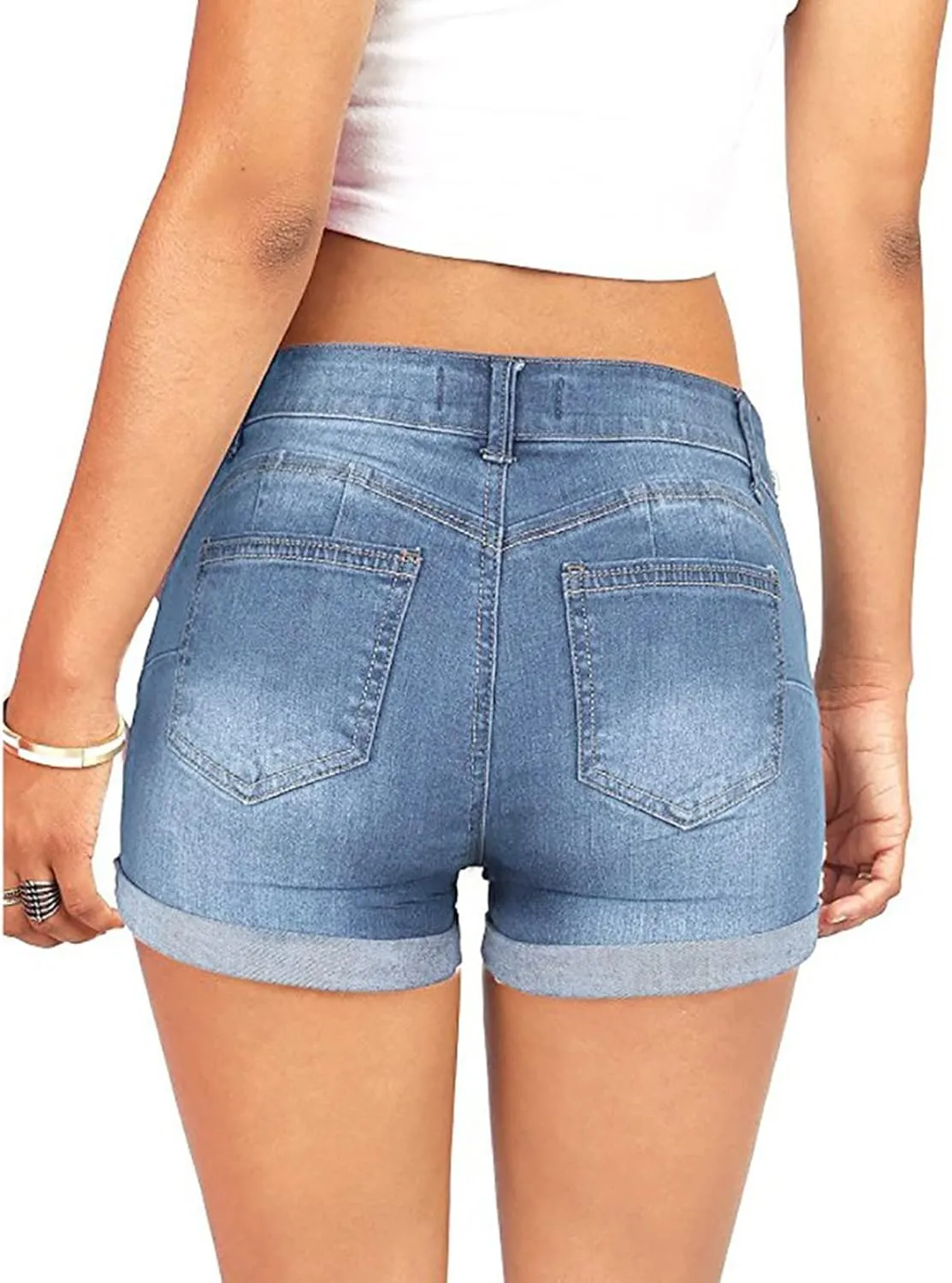 Jean Shorts Womens High Waisted Denim Shorts Summer Ripped Shorts Casual Hot Short Pants with Pockets