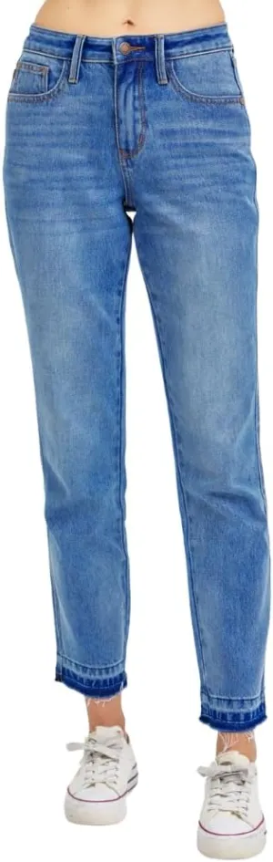 Judy Blue Mid Rise Rigid Magic Release Hem Boyfriend