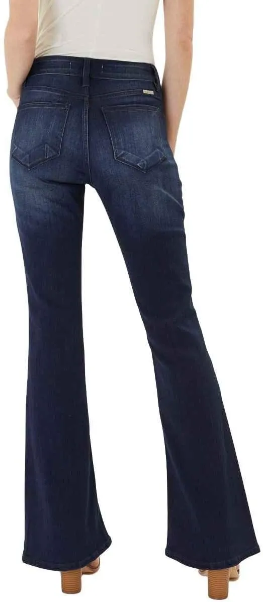 Kan Can Women's Mid Rise Flare Hem Jeans