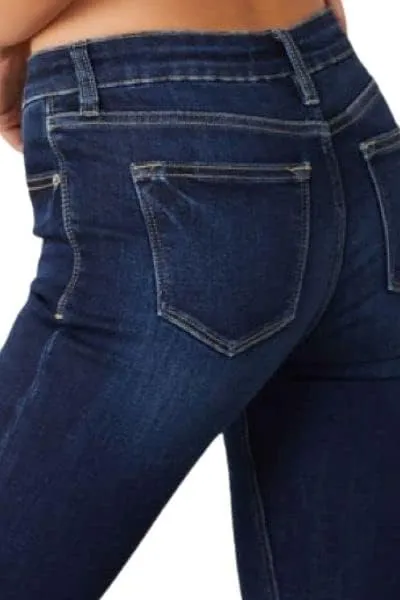 Kan Can Women's Mid Rise Flare Hem Jeans