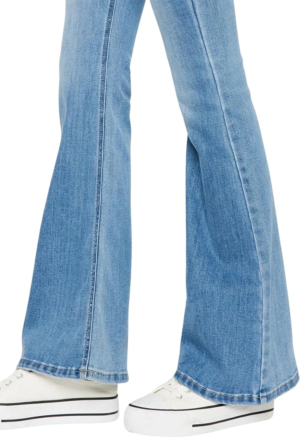 Kan Can Women's Mid Rise Flare Hem Jeans