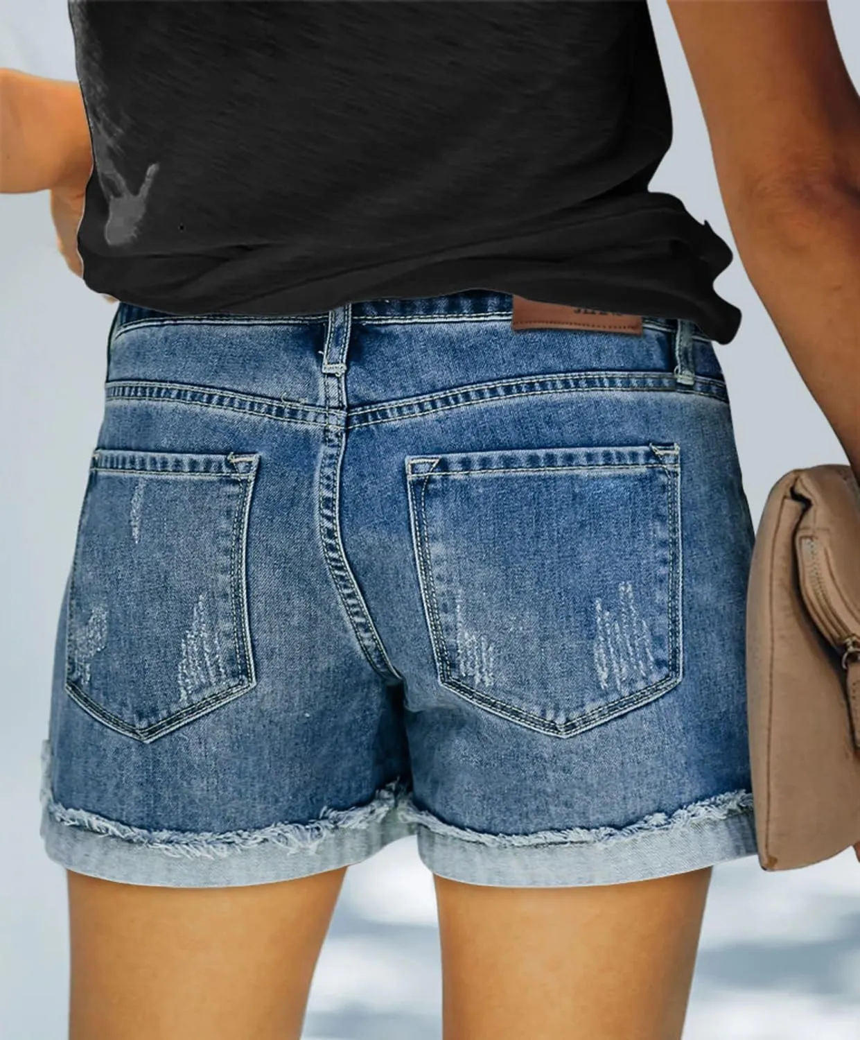 KISSMODA Denim Shorts Women Trendy Button Summer Cut Off Short Womens Jean Shorts High Waisted Denim Hot Ripped Shorts